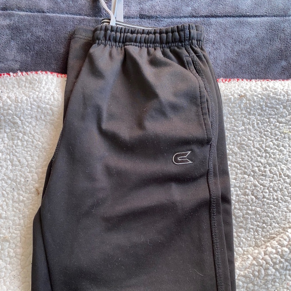 Straight legged black sweatpants